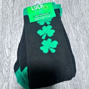 Lucky Black and Green Knee High Socks